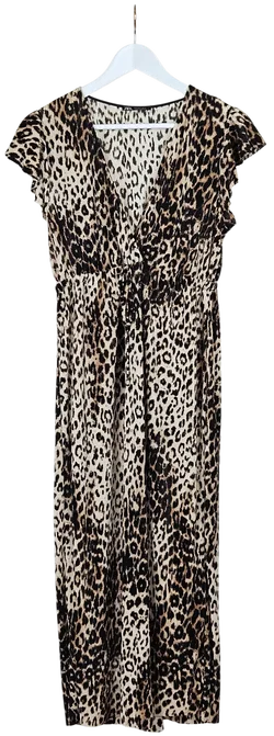 ZARA Damen Maxikleid mit Animal Print, braun - Gr. L