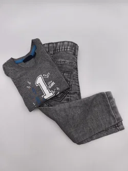 6 tlg. Bekleidungsset, Junge, Gr. 86/92, 3x Hosen, 3x langarm Shirt – Vorschau 2