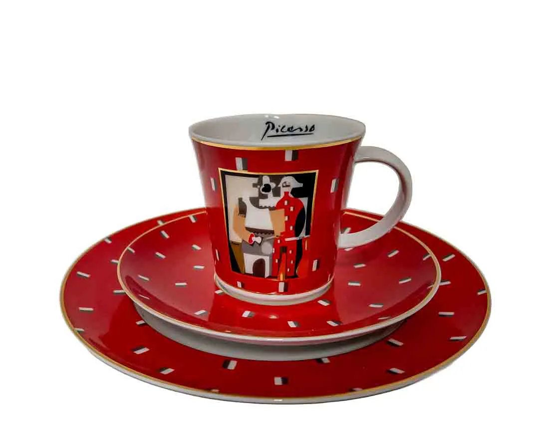 Picasso Porzellan-Set „Pierrot et Arlequin“ – Tasse mit Teller – Bild 1
