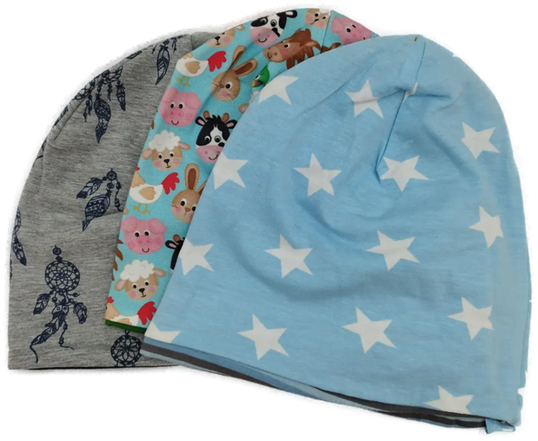 3er Set Jersey Mützen *handmade* Gr. 45/46 - Bild 1
