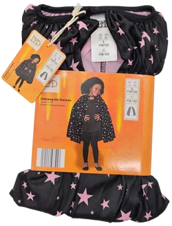 L&D Kinder-Halloween-Umhang mit Sternen, schwarz - Gr. S/110-122