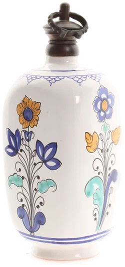 Vintage Keramikflasche von 1960 | Handbemalt | Studiokeramik T.K. | Florales Dekor & Stöpsel - Bild 3