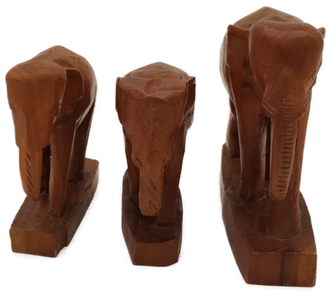Holzelefanten Figuren, 3er-Set | Vintage-Charme – Bild 2