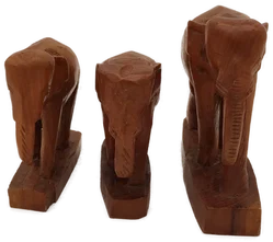 Holzelefanten Figuren, 3er-Set | Vintage-Charme – Vorschau 2