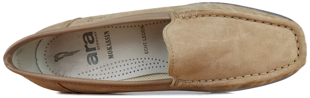 ARA Damen Mokassins Velourleder, beige - Gr. 37,5 G – Bild 4