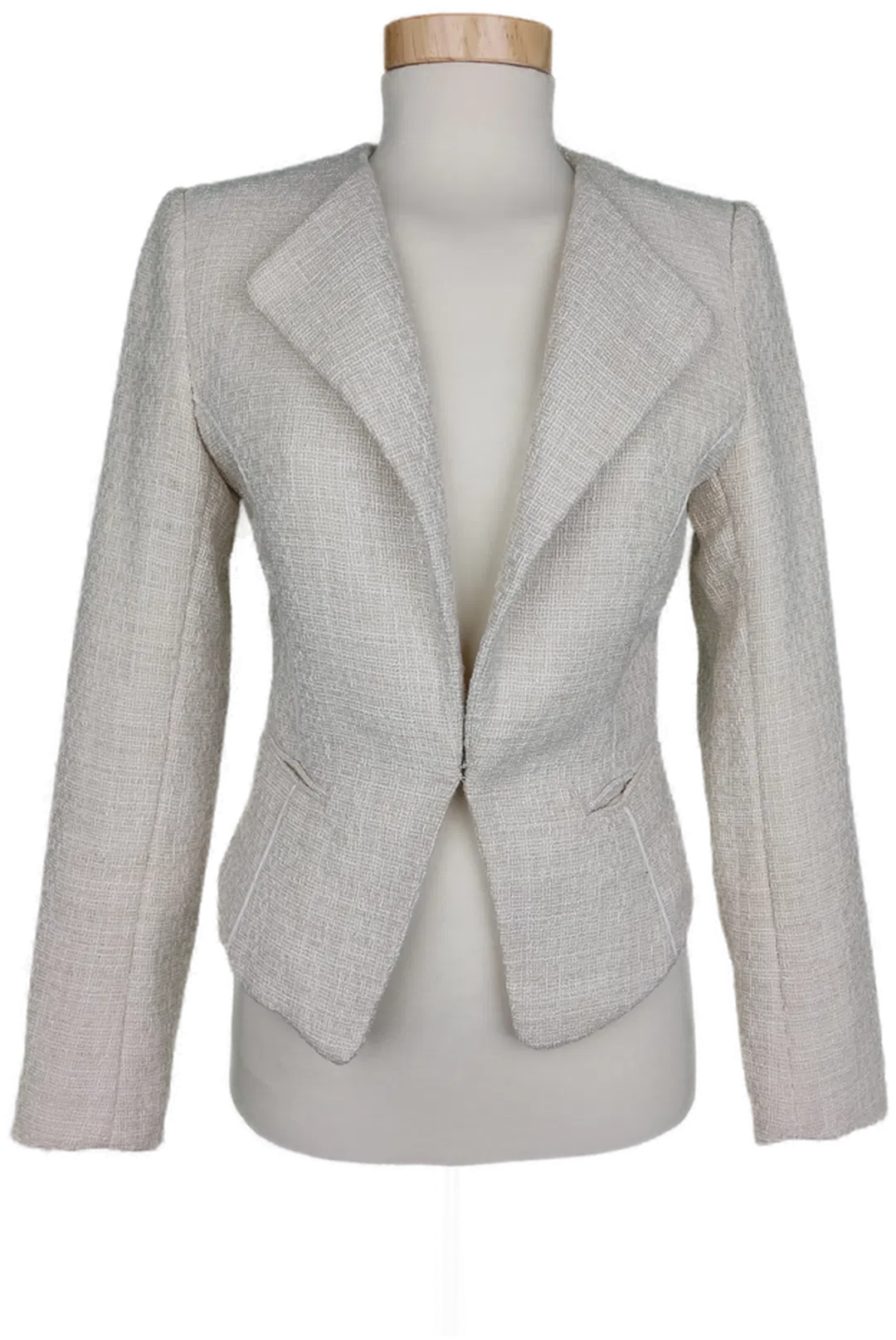 H&M Damen Kurzblazer naturweiß in Leinenoptik - XS/34 - Bild 4