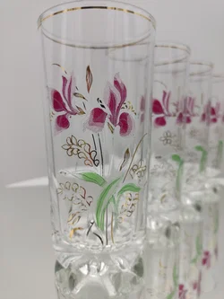 DeValbor Trinkgläser 4er-Set mit Irisblüten | Italienischer Retro-Charme - Bild 3