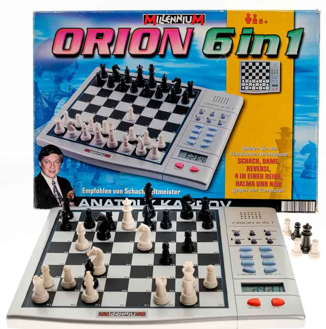 Schach Dame 4 Gewinnt...Millennium ORION 6‑in‑1 Schachcomputer mit OVP - Bild 1