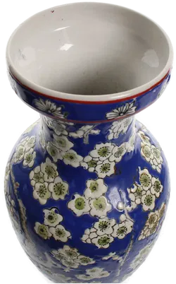  Große elegante Porzellanvase – Blau mit Kirschblüten-Motiv – Handbemalt  - Bild 2