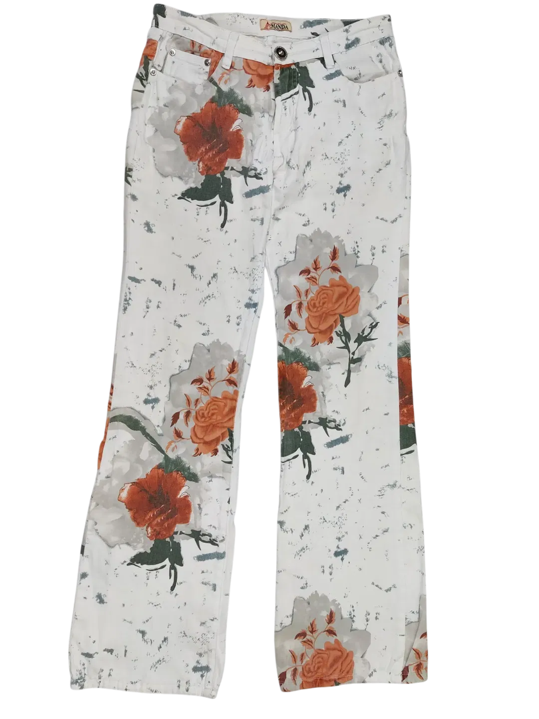 Amanda Damen Hose, weiß/florales Muster - Gr. M - Bild 1