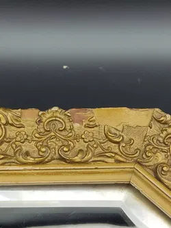 Kleiner schmaler Wandspiegel / Vintage / Goldfarbener Holzrahmen - Bild 6