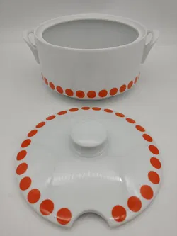 Vintage-Suppentopf  - weiss/orange gemustert - Bild 3