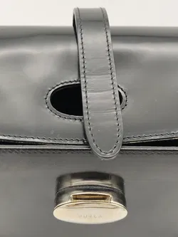 Furla - Große Vintage Schultertasche, Lackleder schwarz - Bild 7
