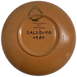 Vintage Wandteller aus Gmundner Handarbeit - 1980 - Grün - 30cm - Top Qualität - Bild 2