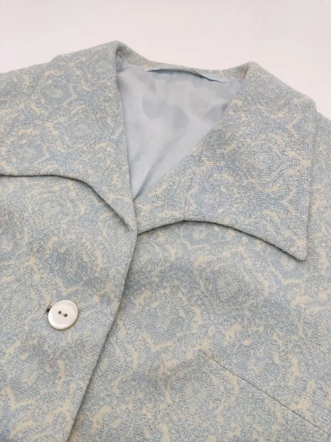 Vintage Damen Blazer, hellblau/beige - Gr. S – Bild 4