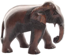 Handgeschnitzter Elefant aus Holz – dunkel – asiatische Deko – ca. 16 cm - Bild 3