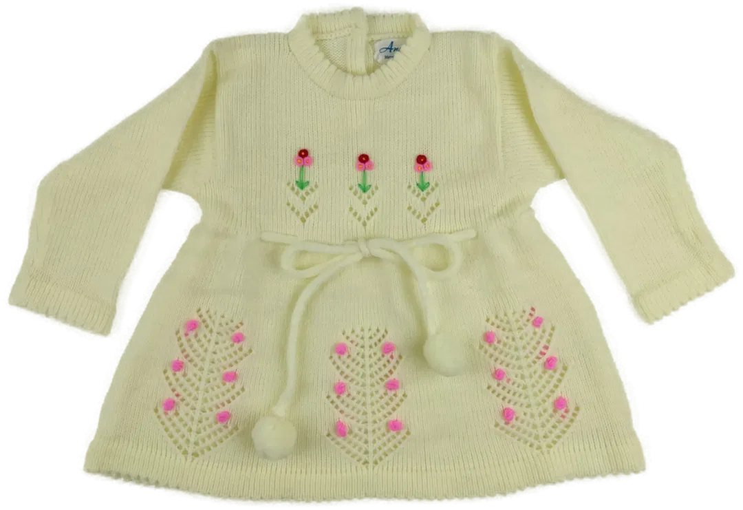 Vintage Angel - Baby Strickkleid mit Stickerei, zitronengelb - Bild 1