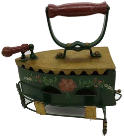 Vintage Bügeleisen Dekoobjekt bemalt und restauriert 1975 / Upcycling mit Aufsetzer - Bild 2