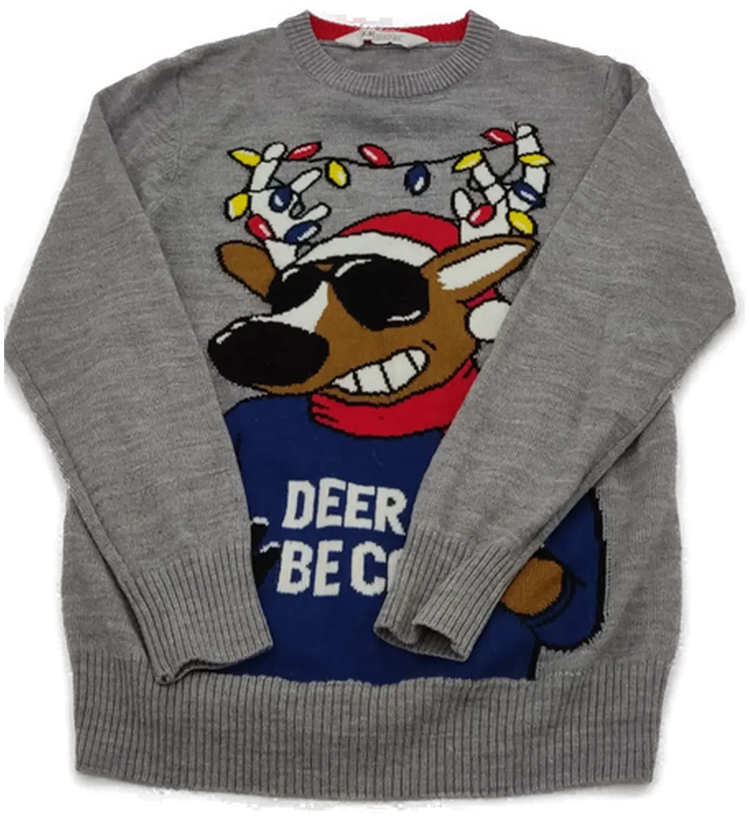 Weihnachtspullover Kinder grau Gr. 134/140 - Bild 4