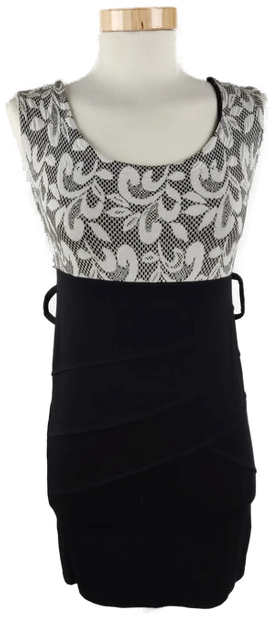Damen Minikleid Schwarz, ärmellos mit gemustertem Oberteil (ohne Gürtel), Gr. M - Bild 1