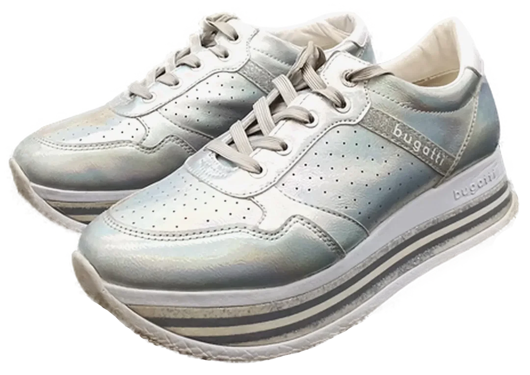 Bugatti Damen Sneaker silber mit Hologramm-Effekt Gr. 40 - Bild 1
