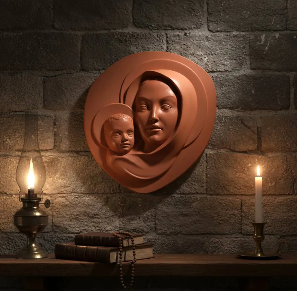 Gmundner Keramik Wandrelief „Madonna mit Kind“ – Austria, Design Fink – Bild 2