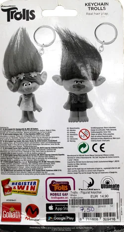DreamWorks Trolls Schlüsselanhänger Figur | ca. 12 cm | mit echtem Haar | Goliath 2016 | OVP – Vorschau 3