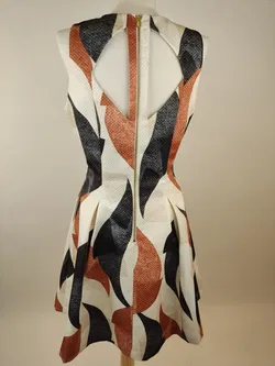 H&M Minikleid schwarz-weiss-braun - L/40 - Bild 2