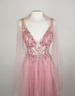 Mascara Ballkleid Rosa mit Steinen inkl. Schal - EU 34 / 100% Polyester - Bild 3