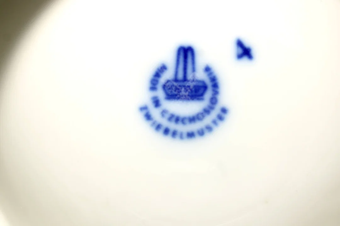 Zwiebelmuster Porzellan Aschenbecher – Made in Czechoslovakia, Blau-Weiß Dekor – Bild 3