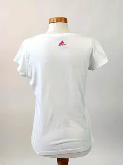 (Flohmarkt) Adidas Damen T-Shirt weiß mit Aufdruck rosa Gr. 38 - Bild 2