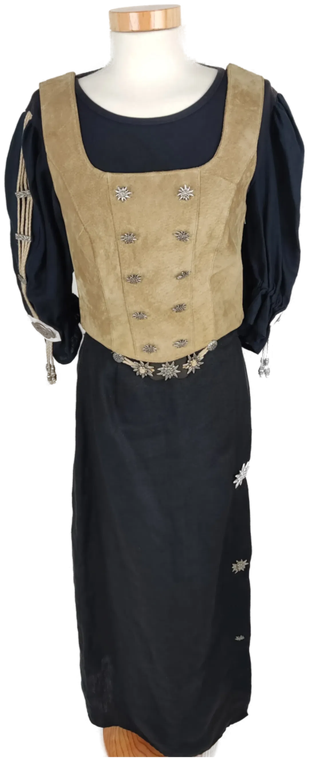 Trachtenkleid 3tlg., schwarz/braun mit Dekor, Größe S - Bild 1