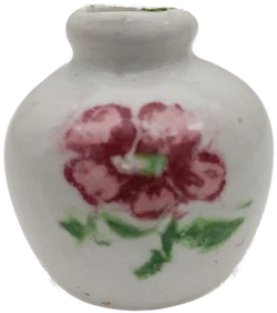 Puppenhaus Zubehör: Miniatur Keramikvase mit Blumenmotiv | Sammlerstück  – Vorschau 2