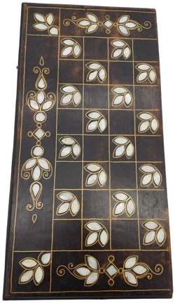 Backgammon Sonstige Messing/Perlmutt (1 Stein fehlt) | Vintage-Charme – Vorschau 5