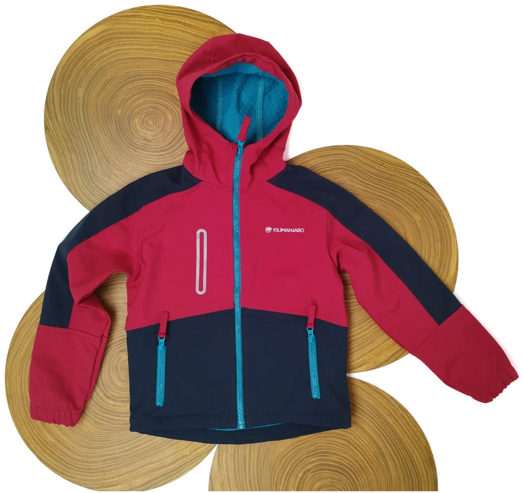 Kilimanjaro, Kinder Kapuzen-Softshelljacke, pink-dunkelblau | Gr. 116 – Bild 1