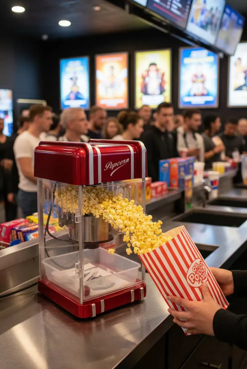 Retro-Popcornmaschine, rot/silber — Tischgerät, Höhe ca. 43,5 cm — mit Messlöffel & Anleitung - Bild 1