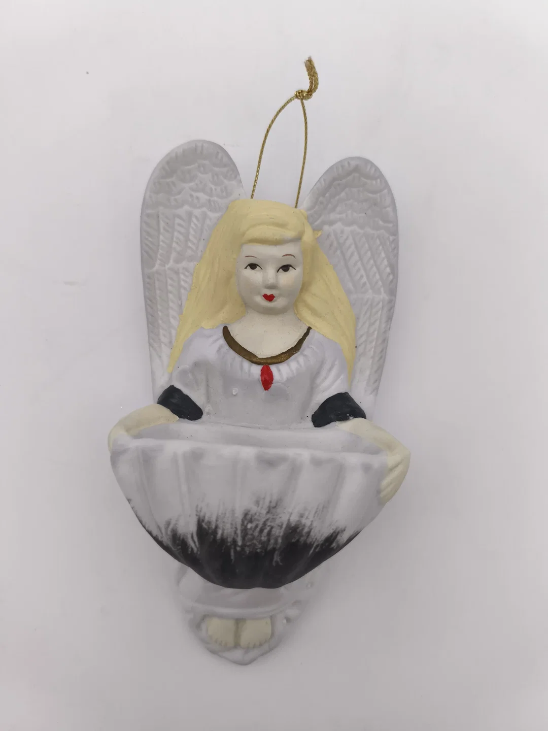 Wand - Weihwasserschale mit Engelsfigur, aus Gips, 16cm hoch – Bild 1