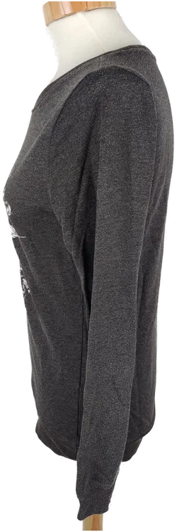 Pullover "Blinde Date" langarm mit Rundhalsausschnitt, dunkelgrau mit Aufdruck, Größe XS – Vorschau 2