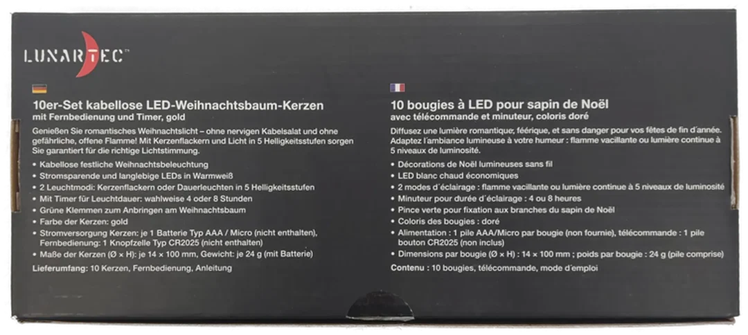 Lunartec 10er-Set kabellose LED-Weihnachtsbaum-Kerzen – Bild 3