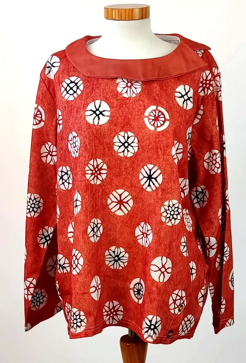 Vintage Damen Bluse orange geblümt - Gr. L/40 - Bild 1