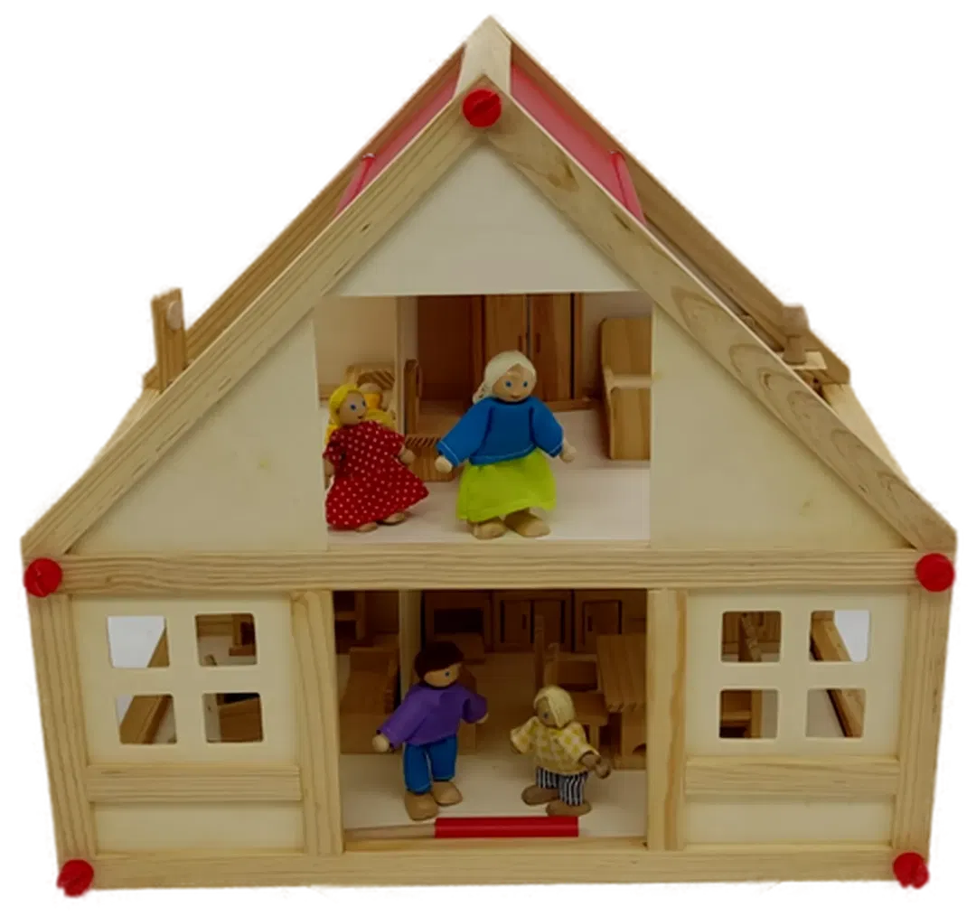  Small Foot Puppenhaus mit Möbeln, 2 Etagen, Rollenspielzeug für Kinder, aus Holz, inkl. Einrichtung, ab 3 Jahren - Bild 1