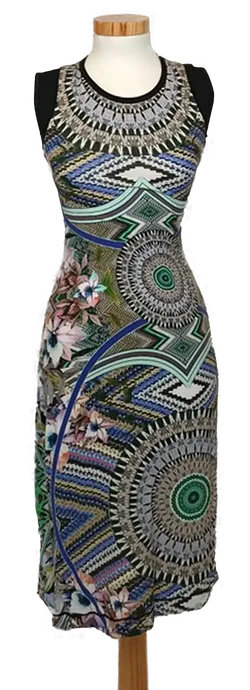 Sani Blu Midikleid gemustert Gr. 42 - Bild 1