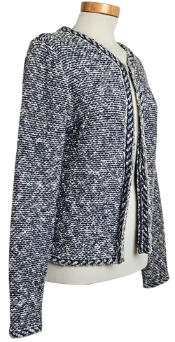 Massimo Dutti Damen Strickjacke, blau/weiß - Gr. M  - Bild 2