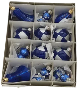 12x Christbaumschuck aus Glas in blau - Bild 2