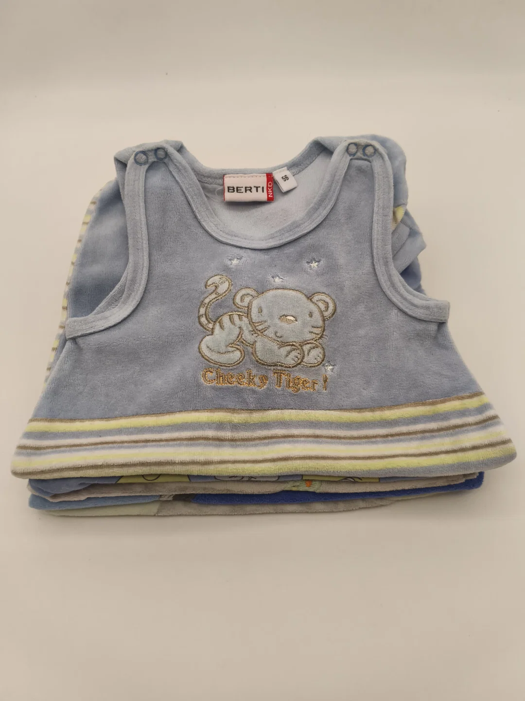 5 Baby Strampelhosen, ärmellos, mit Fuß, Gr. 56 – Bild 3