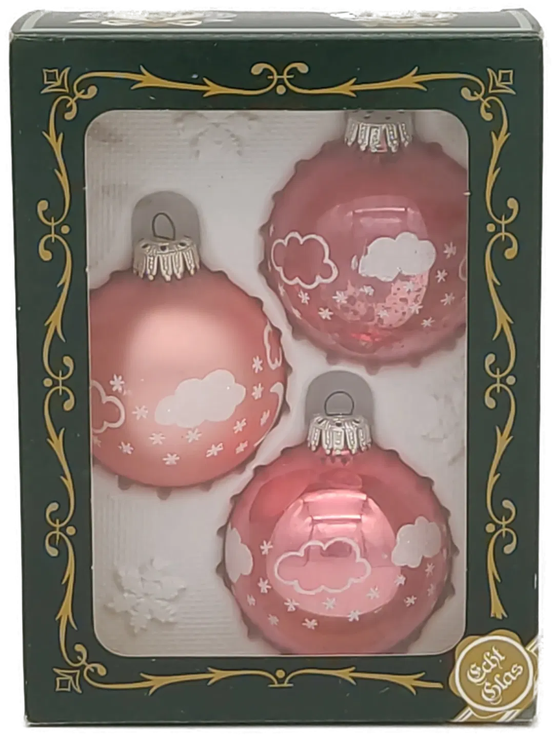 Christbaumschmuck mit Wolkenmuster in rosa - Bild 1