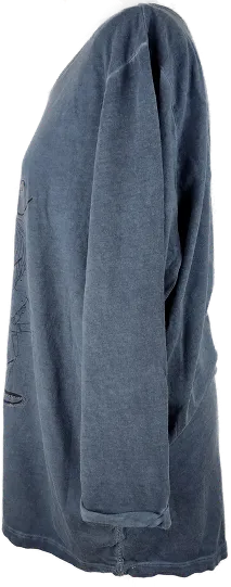 Shirt "Gina Benotti", langarm mit Rundhalsausschnitt, blaumeliert mit Aufdruck, Größe XL (48/50) – Vorschau 2