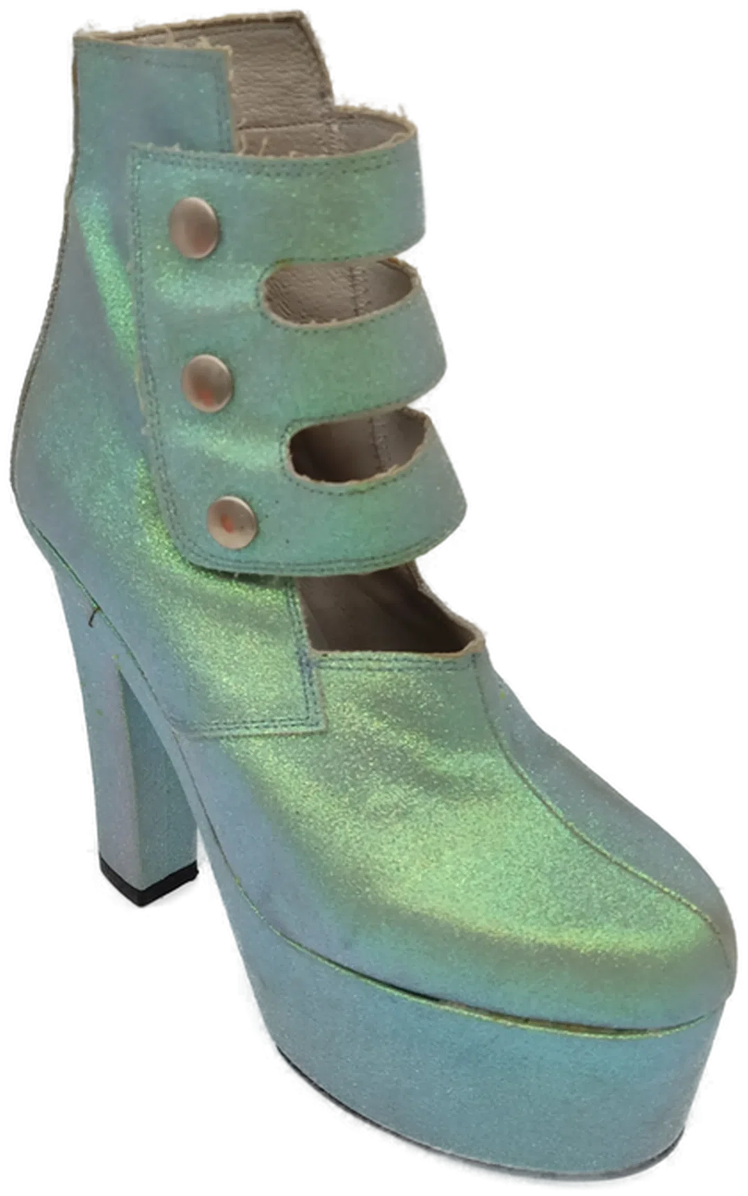 El Dantes Vintage Damen Glitter Plateau-Boots, türkis - Gr. 39 - Bild 1