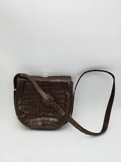 Bally- Vintage Kroko Handtasche in dunkelbraun – Vorschau 3