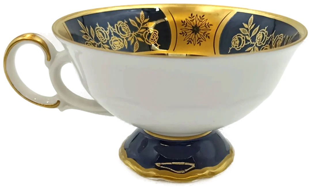 Sammeltasse Weimar Porzellan - "Dora" kobaltblau/gold 3-teilig – Bild 4